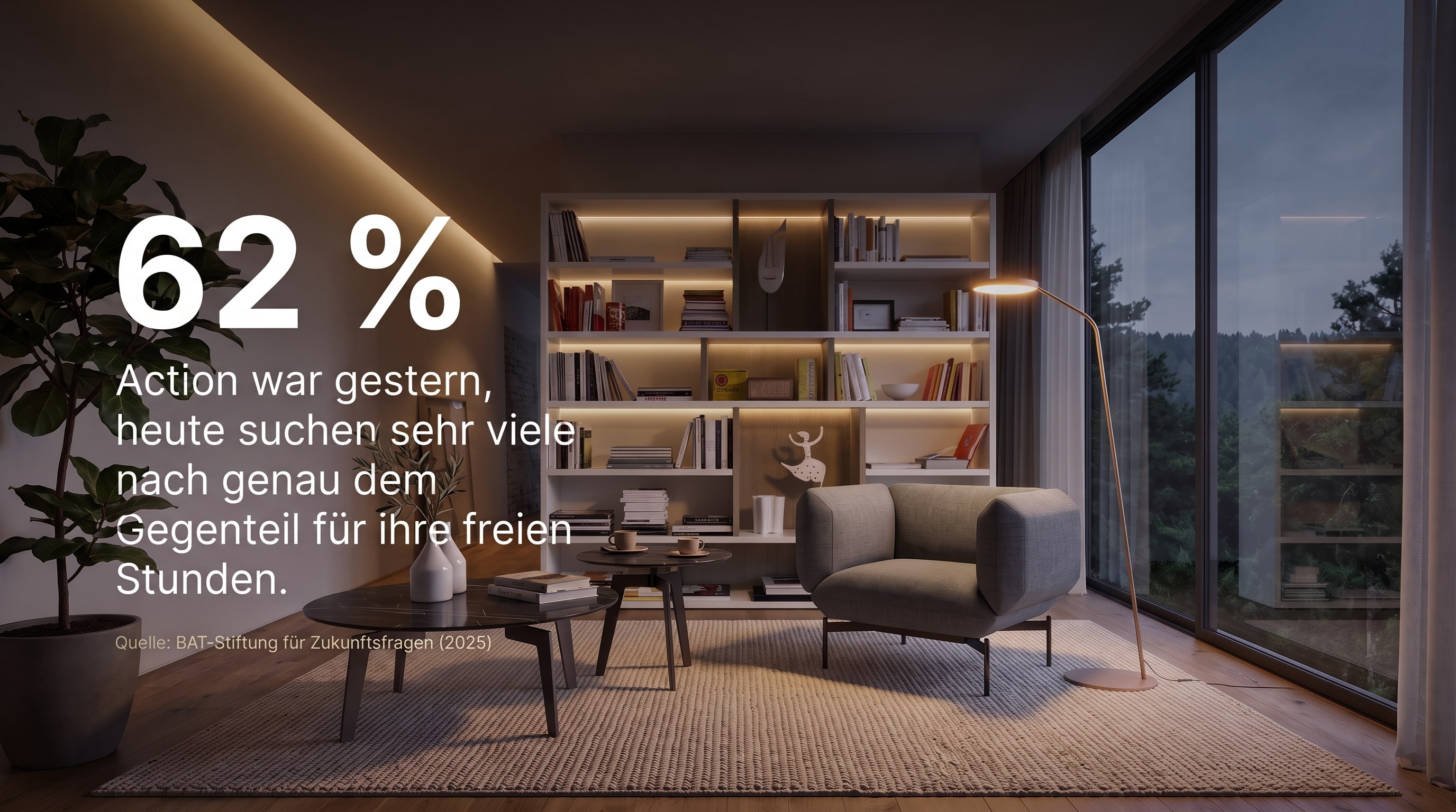 62 % – L'action, c'était hier ; aujourd'hui, beaucoup recherchent exactement le contraire pour leurs heures libres.