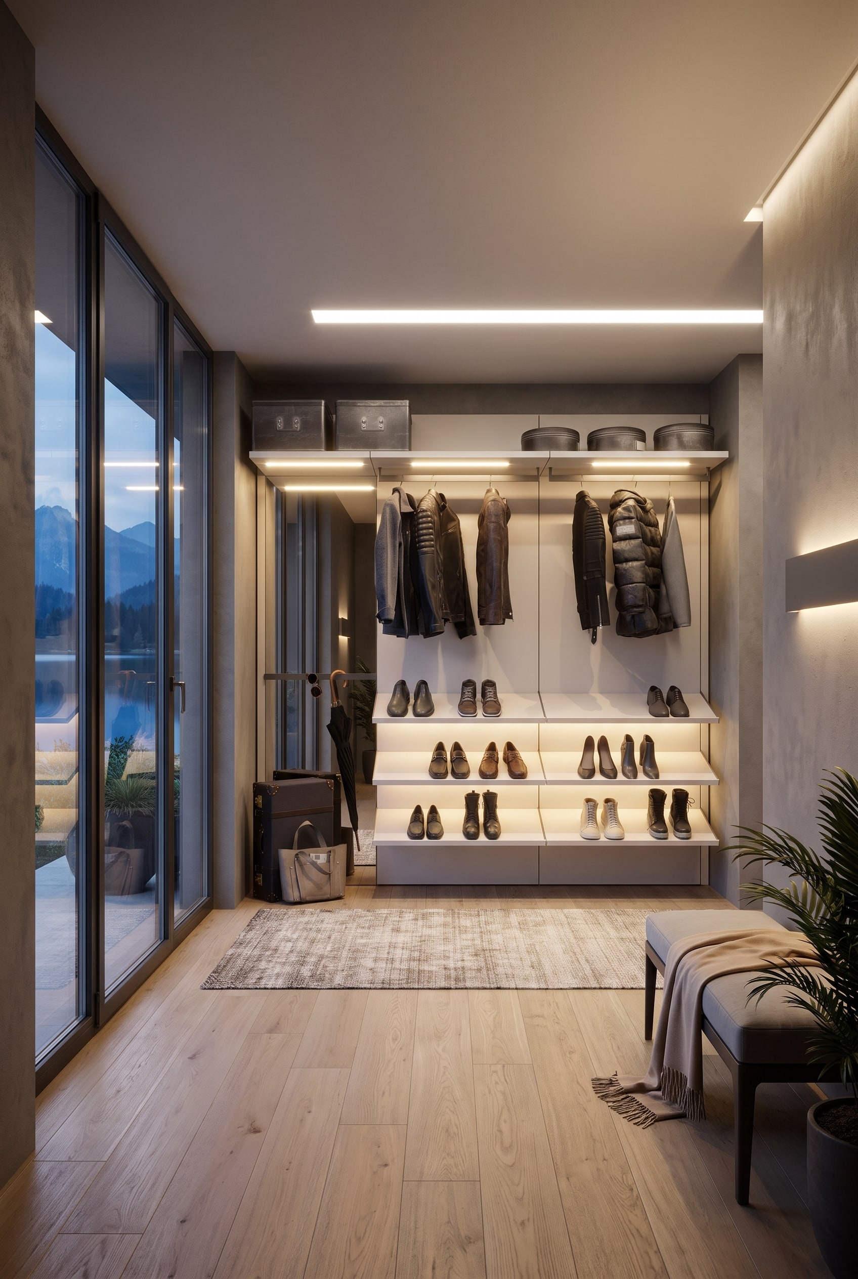 Novamobili Begehbarer Kleiderschrank Break als maßgeschneiderte und elegante Garderoben-Architektur im Flur Novamobili Begehbarer Kleiderschrank Break als maßgeschneiderte und elegante Garderoben-Architektur im Flur