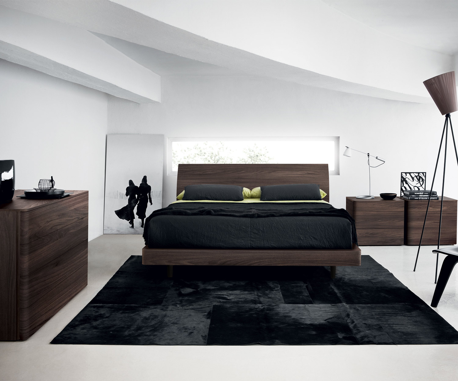 3xEliving modern, bequem, CELDI Bett, Kunstleder schwarze Farbe