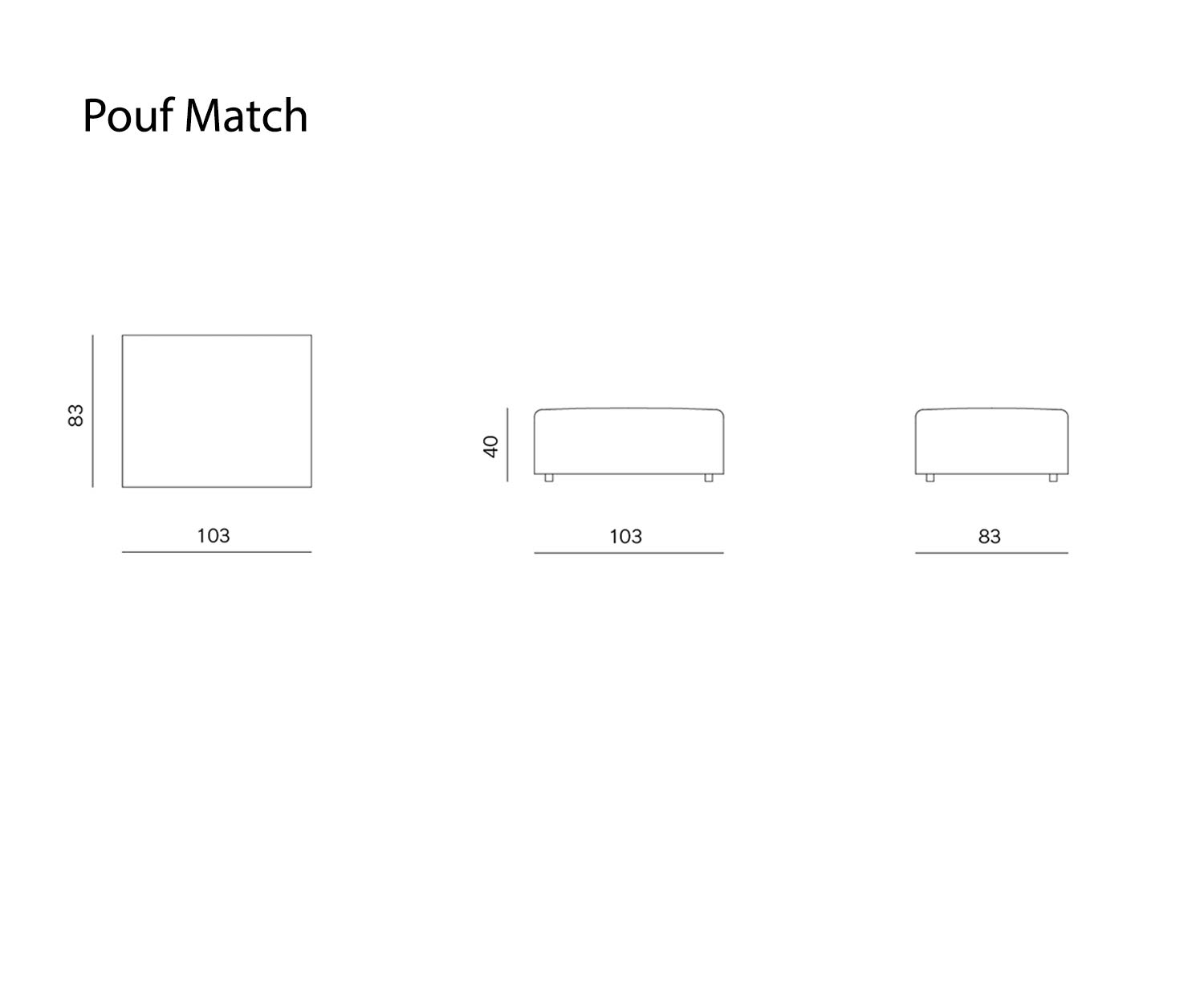 Pouf design stool Match from Prostoria Sketch Dimensions Sizes