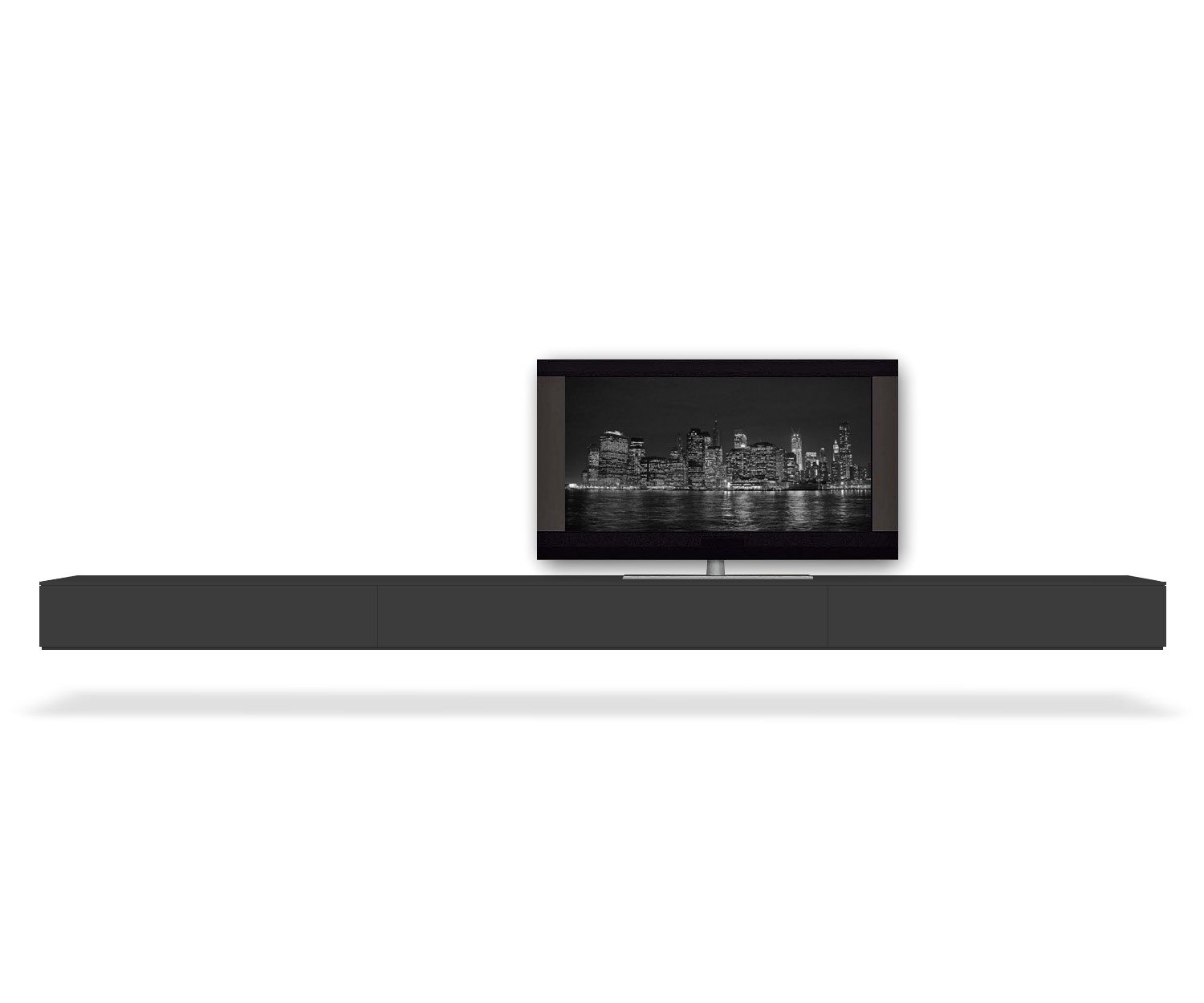 Novamobili Box Design Lowboard Konfigurator B 300 cm H 18,4 cm T 37,4 cm Matt Nero Hängend