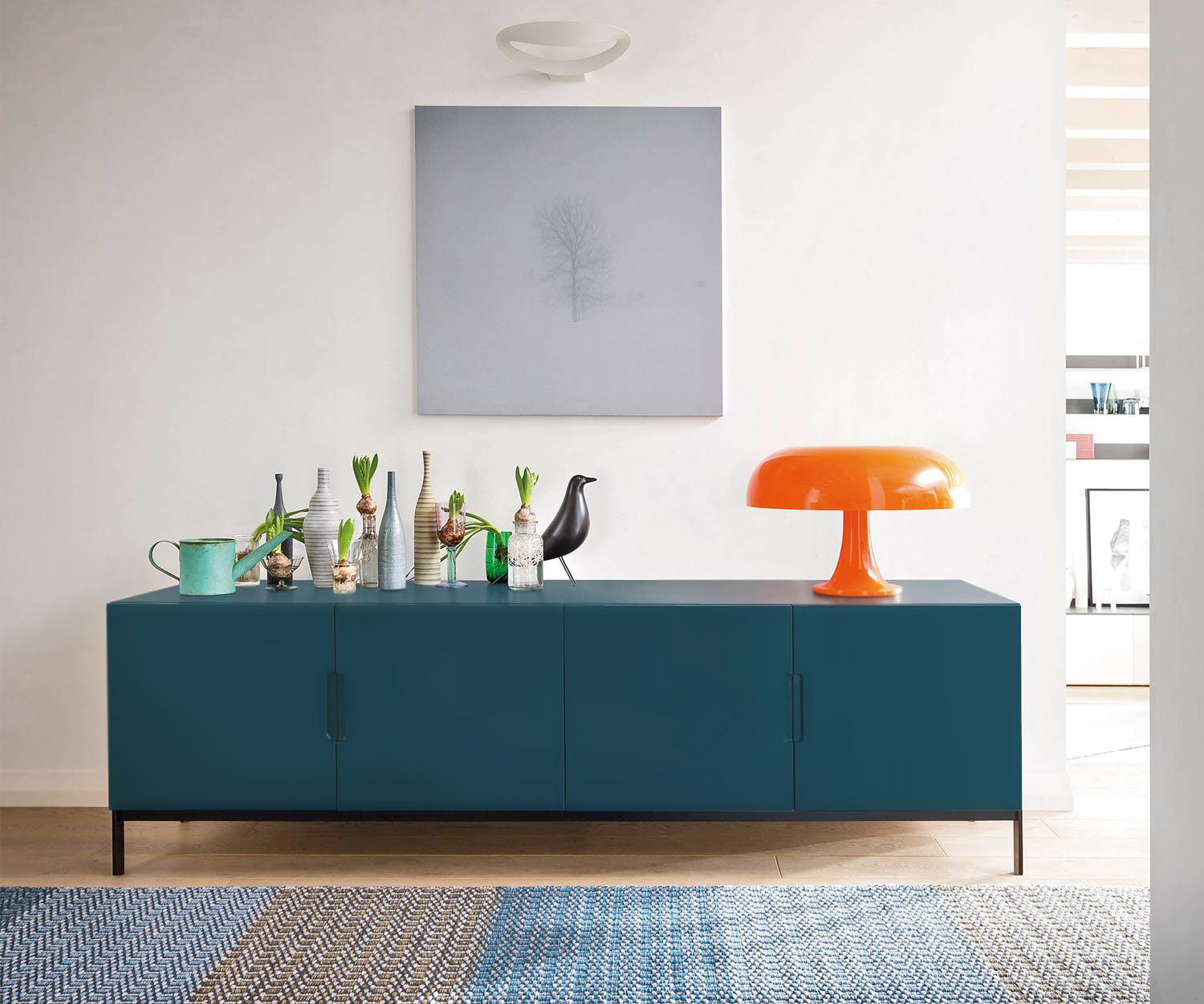 Hochwertiges Novamobili Design Sideboard in Blau mit Füßen