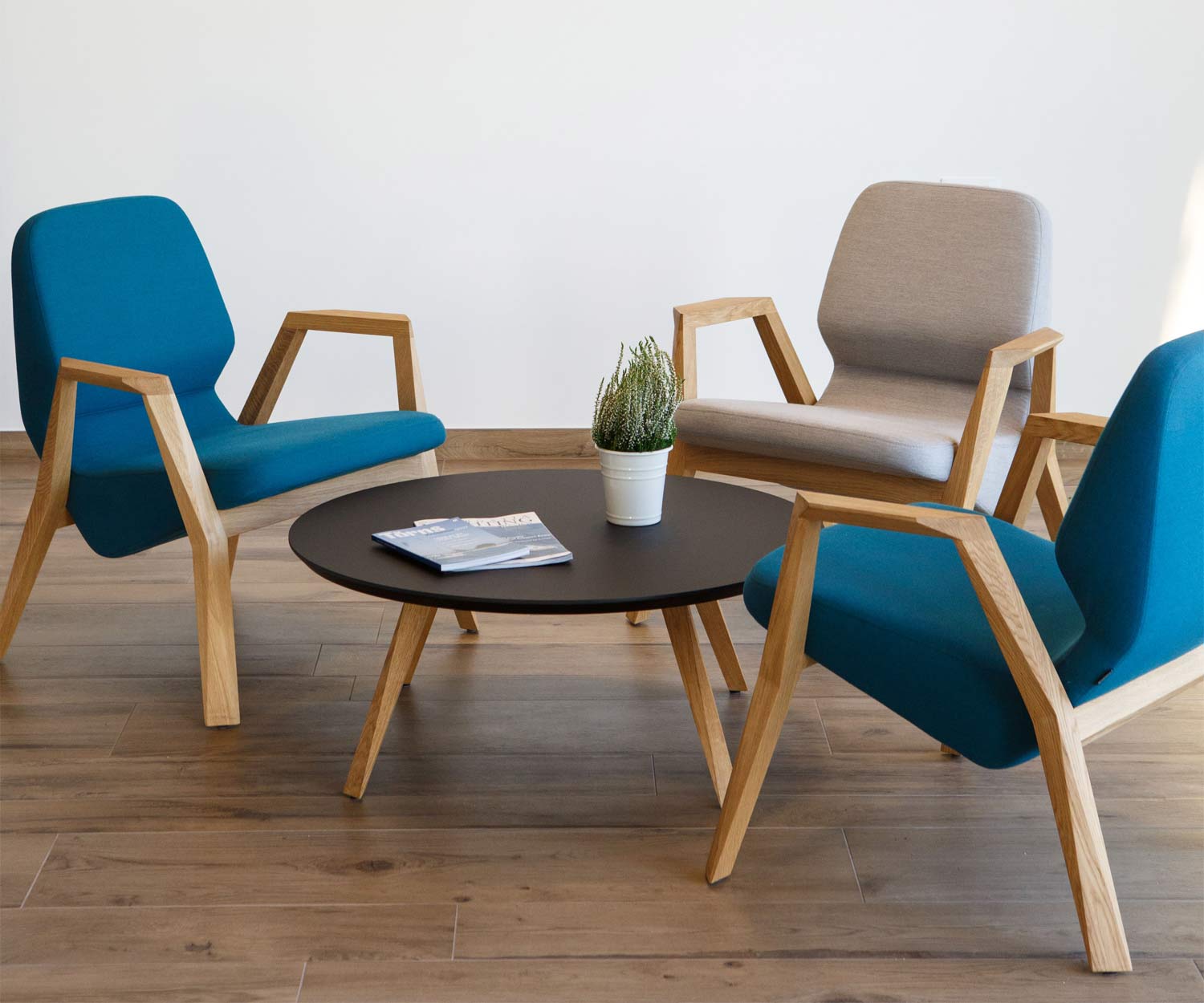 Prostoria Oblique armchair set up in a waiting room