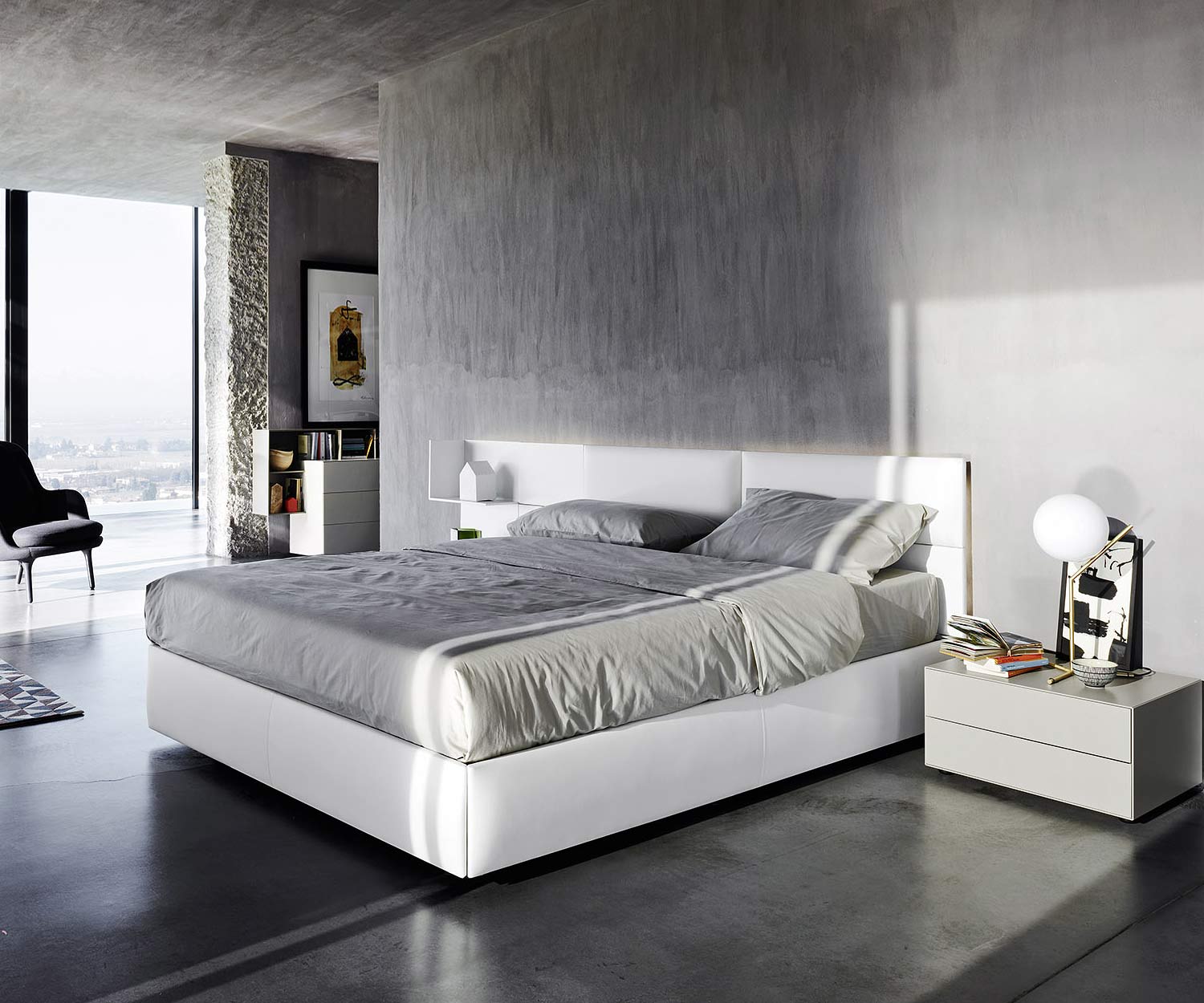 Exklusiver Livitalia Ecletto Design Nachttisch mit 2 Schubladen in Weiß