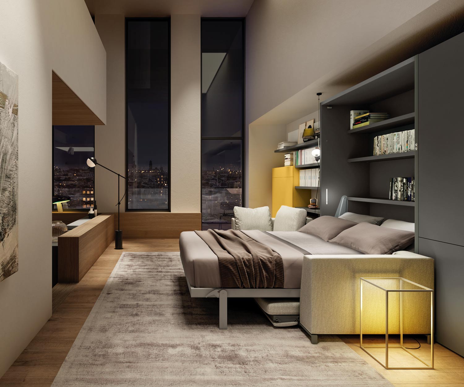 Design Schrankbett umwandeln transformieren Regal zu Bett Design Schrankbett umwandeln transformieren Regal zu Bett