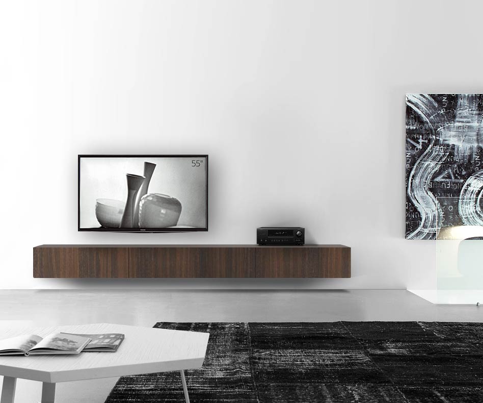 Livitalia Holz Design Lowboard Konfigurator Wand 300 cm 32 cm 56 cm Eiche braun