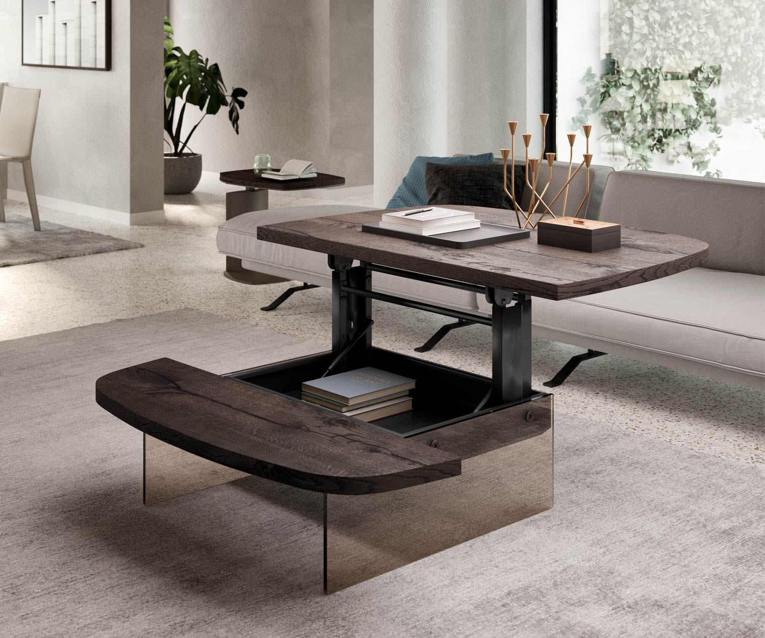 Ozzio Aurelius T067 coffee table solid table top detail