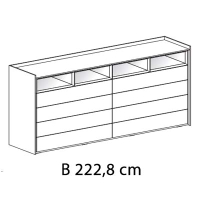 B 222,8 cm (8 Schubladen + 4 Tetris Stauelemente)
