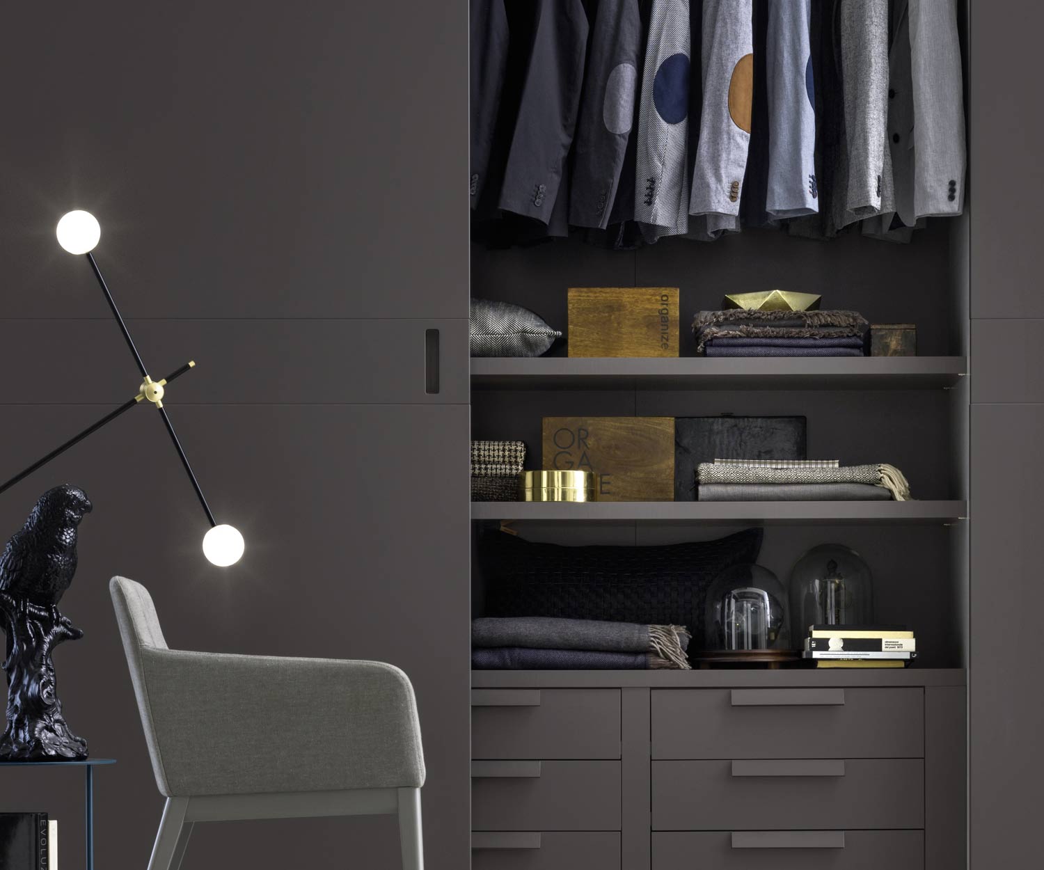 Novamobili Wardrobe Class dark grey matt interior