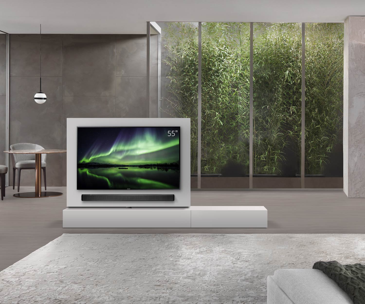 Livitalia Roto Design Lowboard Raumteiler mit drehbarem TV Paneel B150 65 H25 T47 ArticoM B90re oBox