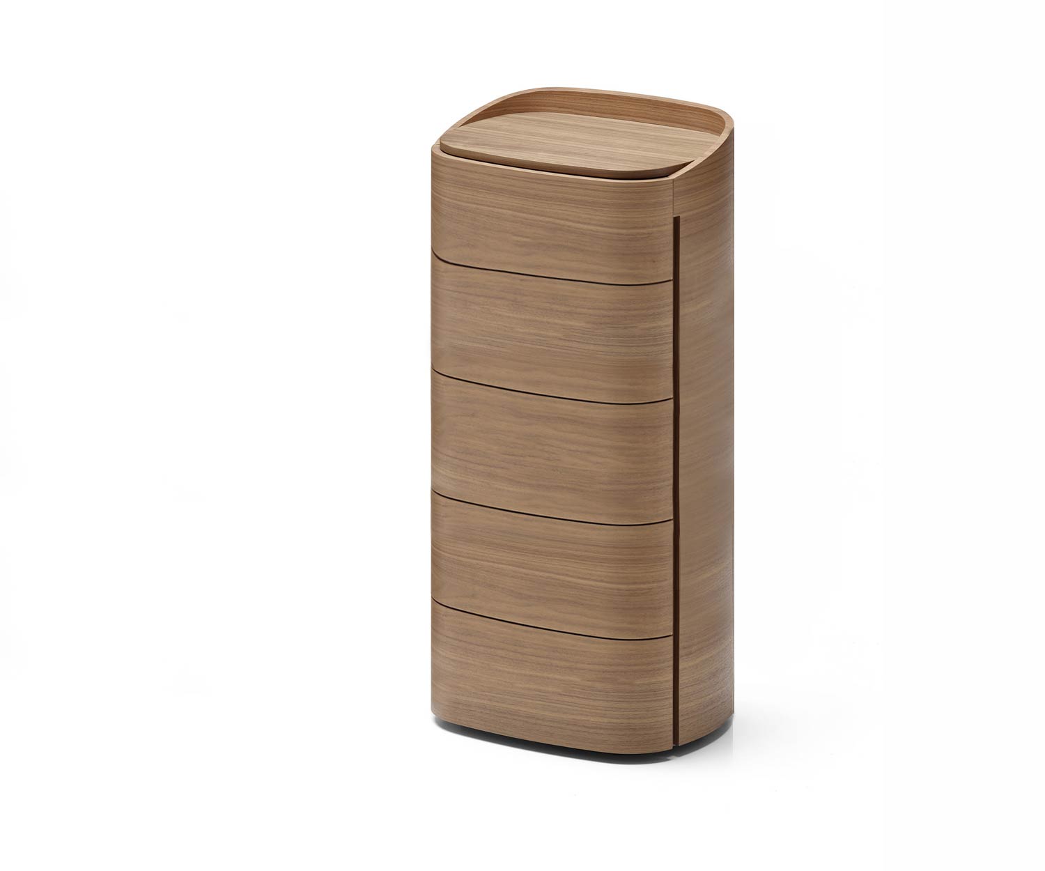 Designer high chest of drawers Livitalia Round in walnut Designer high chest of drawers Livitalia Round in walnut