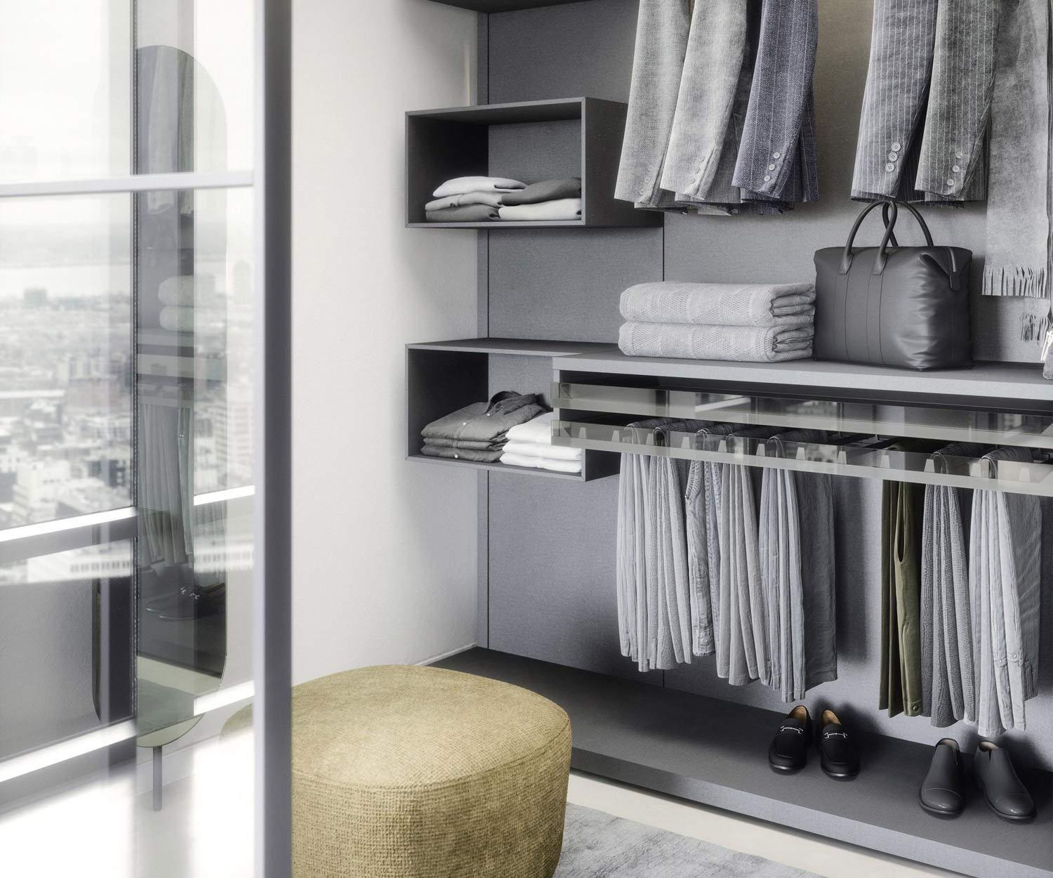 Walk In Closet Dressing room luxury dark with LED light customised Walk In Closet Dressing room luxury dark with LED light customised