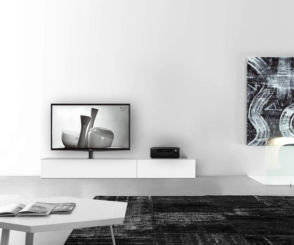 Design Lowboard Konfigurator mit TV Halterung Boden Breite 240 33,5 45 links matt weiss