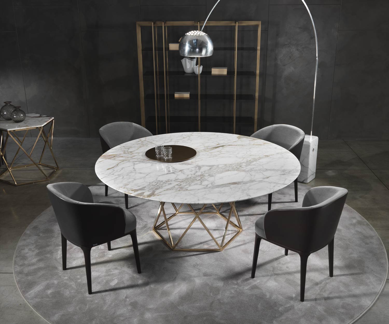 Modern Marelli Designer armchair Paris with dining table in dining room