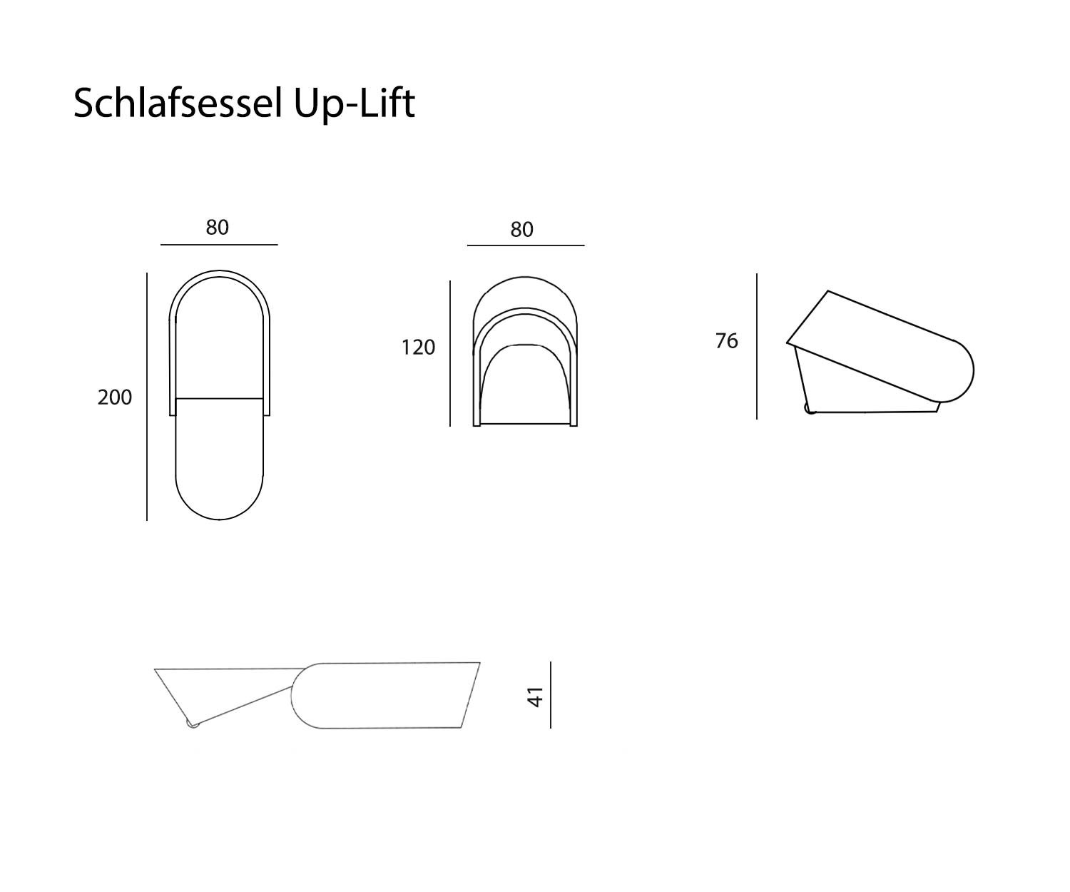 Sketch of Prostoria Designer recliner Up Lift Dimensions Sizes