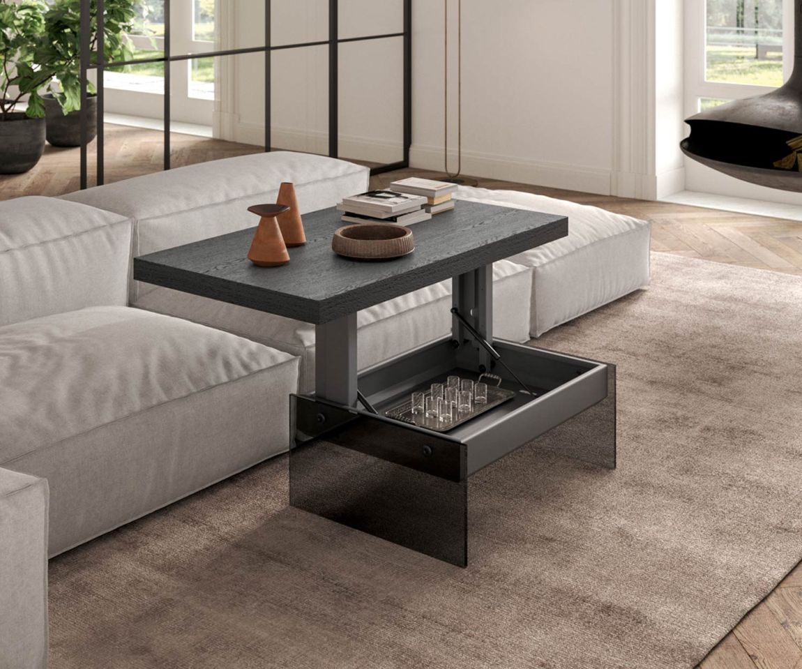 Modern Ozzio Coffee table Bellagio Carbone oak 