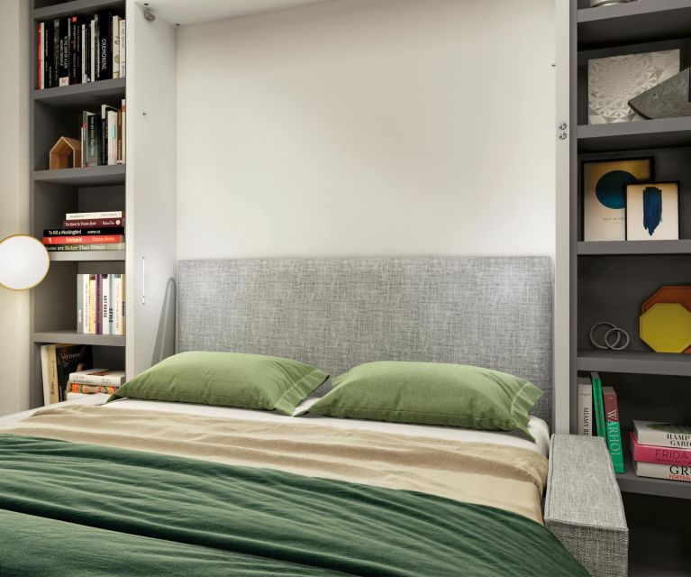 Comfortable wardrobe bed 160x200 Penelope 2 with sofa