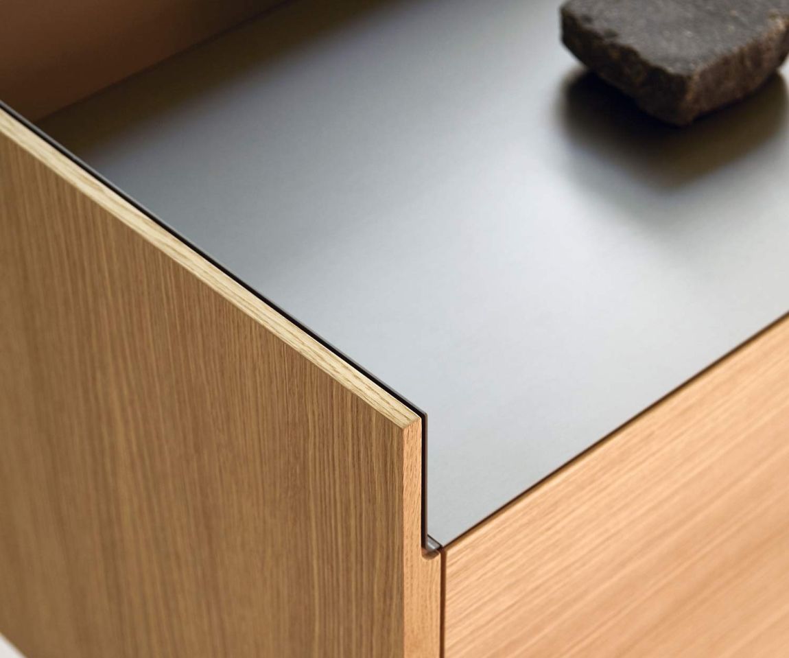 Design sideboard detail corner cover panel with anodised aluminium