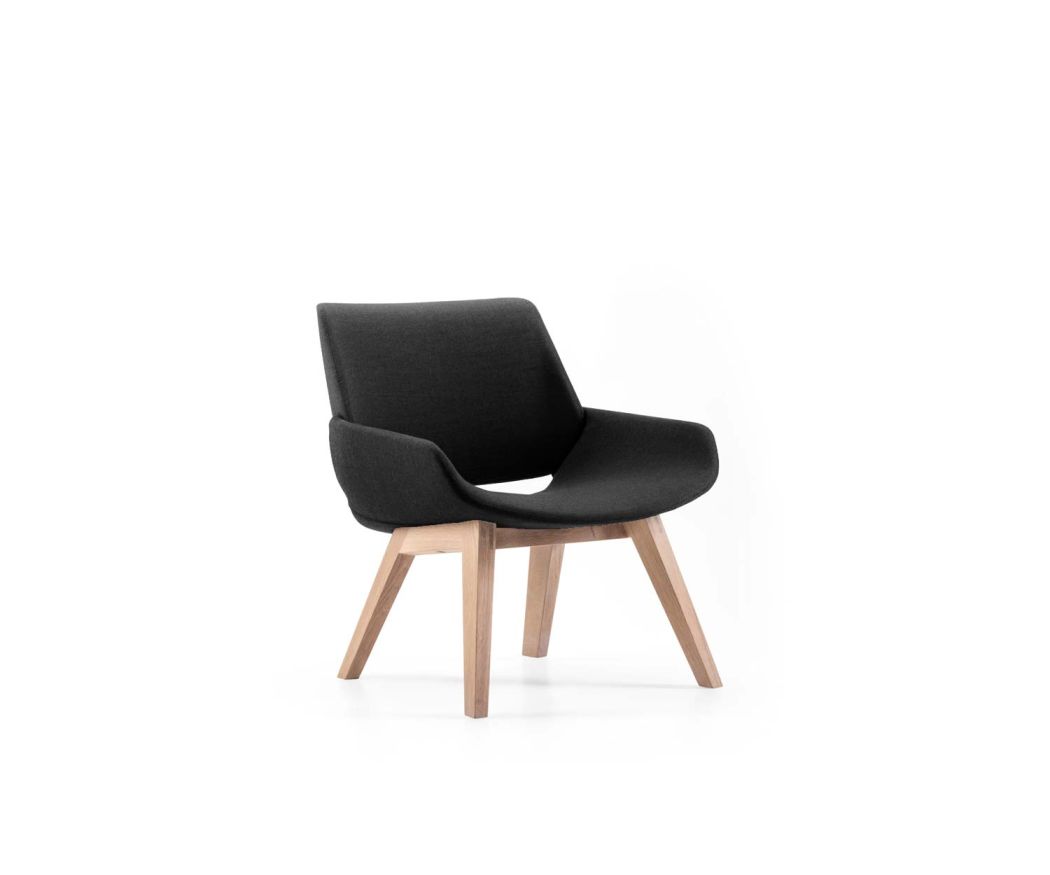 Exclusive Prostoria Design armchair Monk with solid wood legs in black