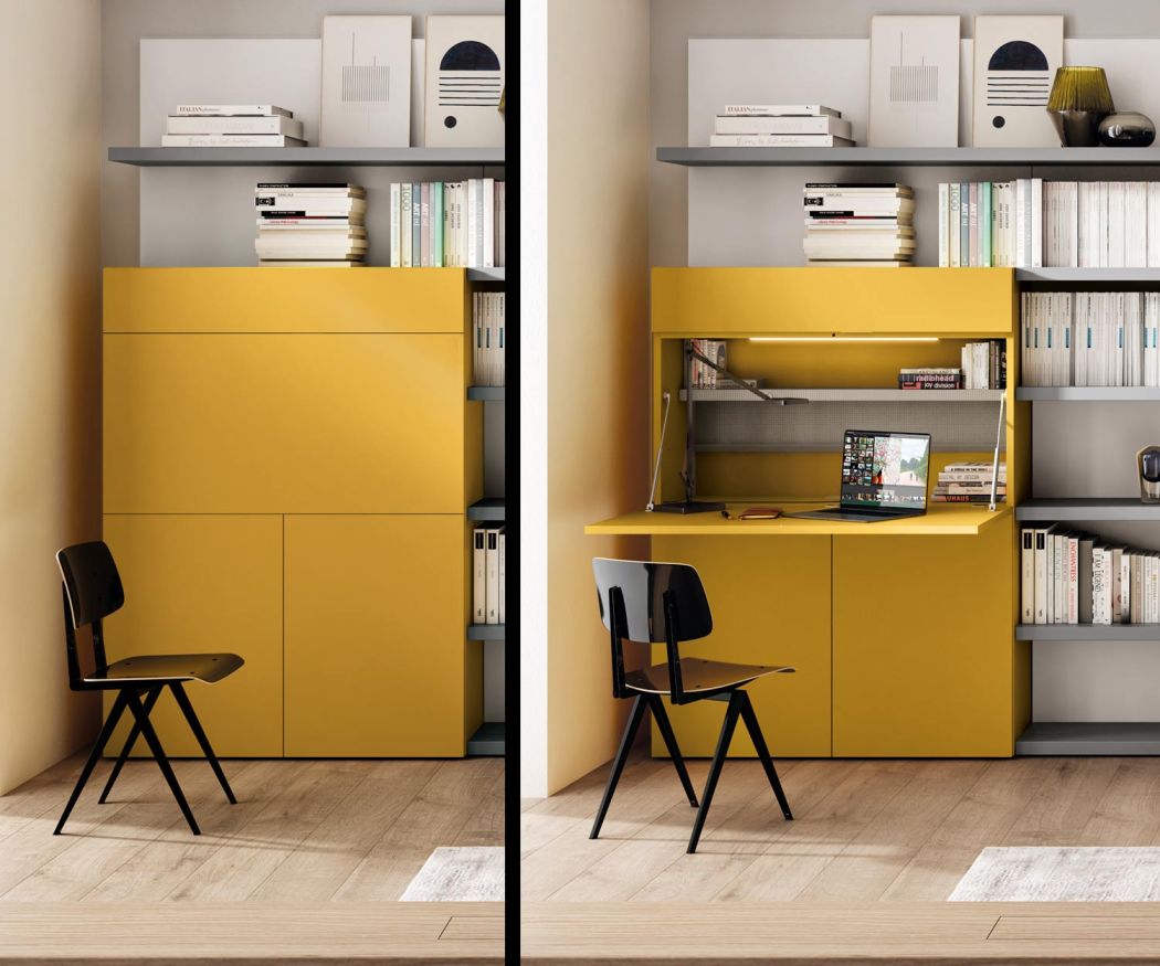 HomeOffice Office living room SChrank with folding desk