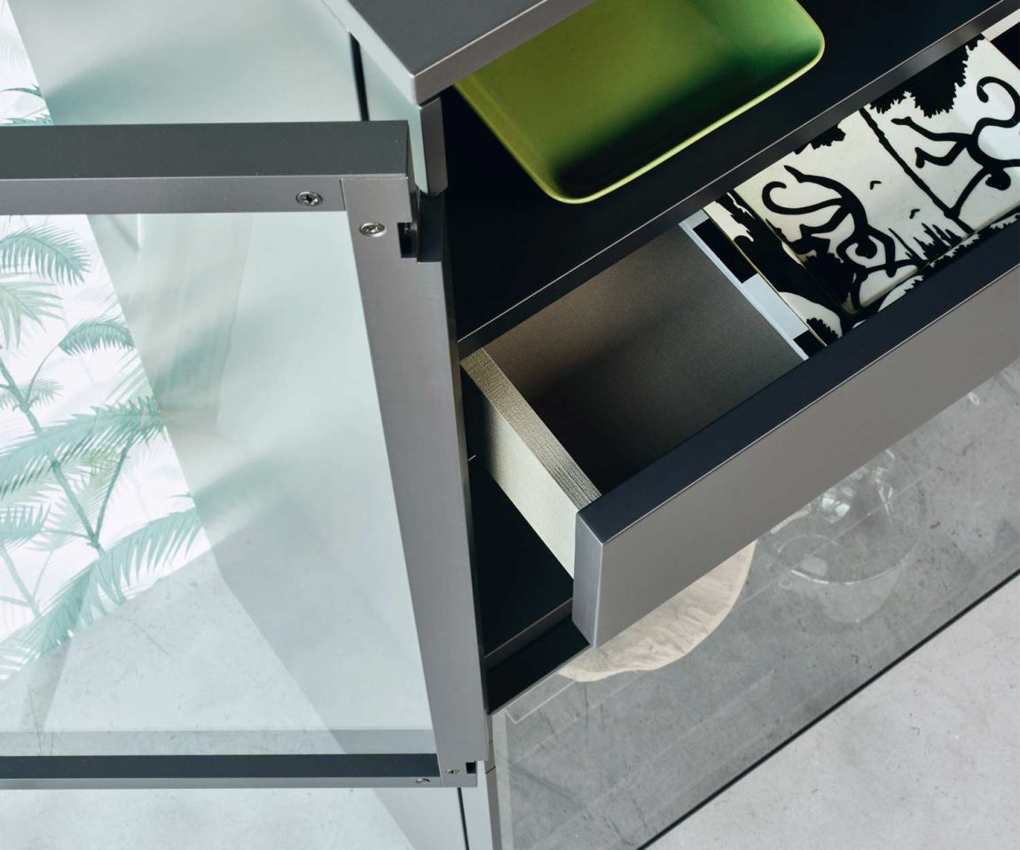 High-quality Livitalia Scrigno design glass cabinet 180 degree hinges