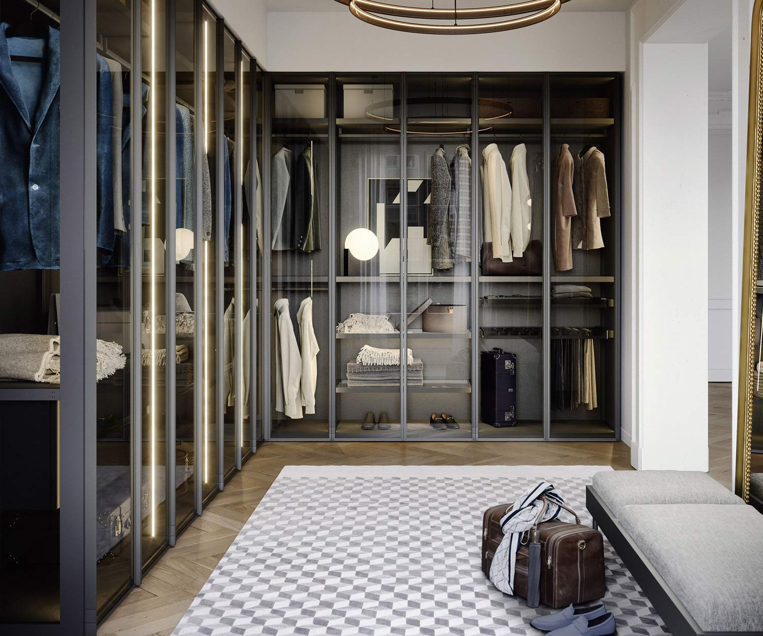 Novamobili Wardrobe Perry glass doors