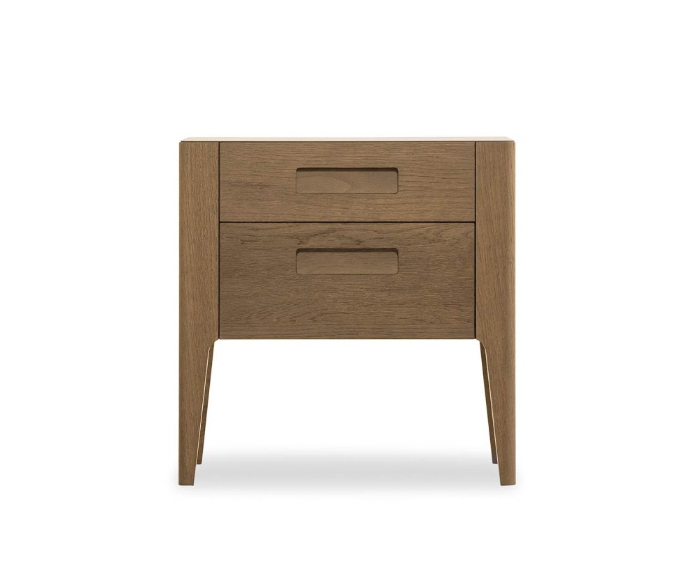 Designer bedside cabinet Giotto 2 drawers oak Miele veneered