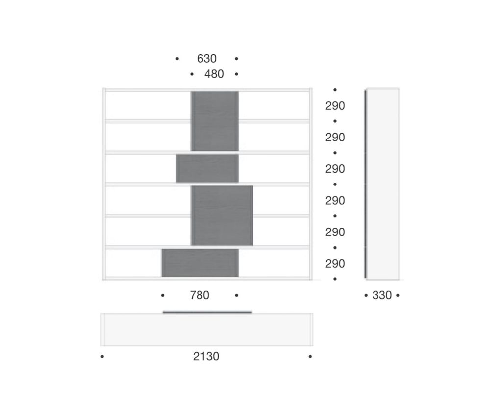 Livitalia Design bookcase C87 Sketch Dimensions Sizes Dimensions