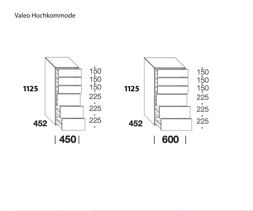 Chest of drawers Valeo Livitalia Sketch Dimensions Sizes 