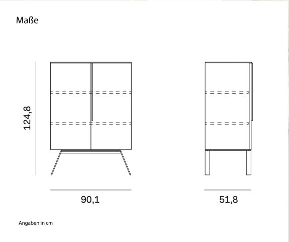 Novamobili Highboard Cleo sketch Dimensions Sizes