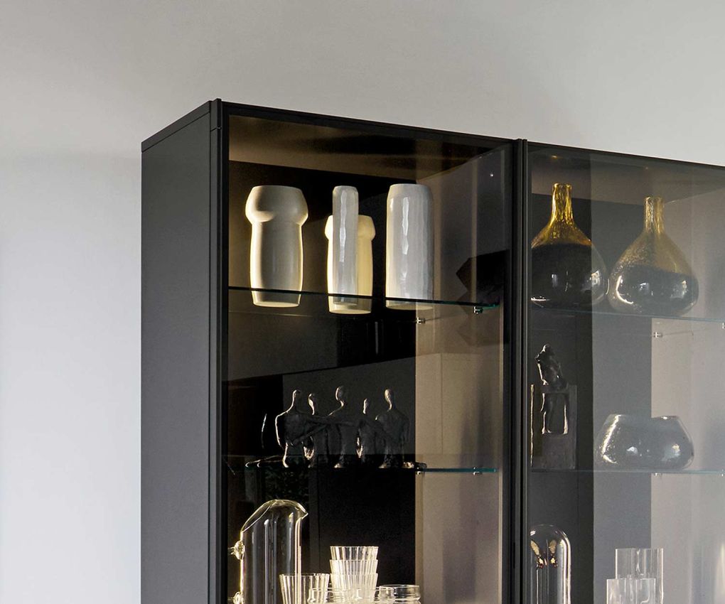 Livitalia Scrigno Design glass cabinet brown tinted glass