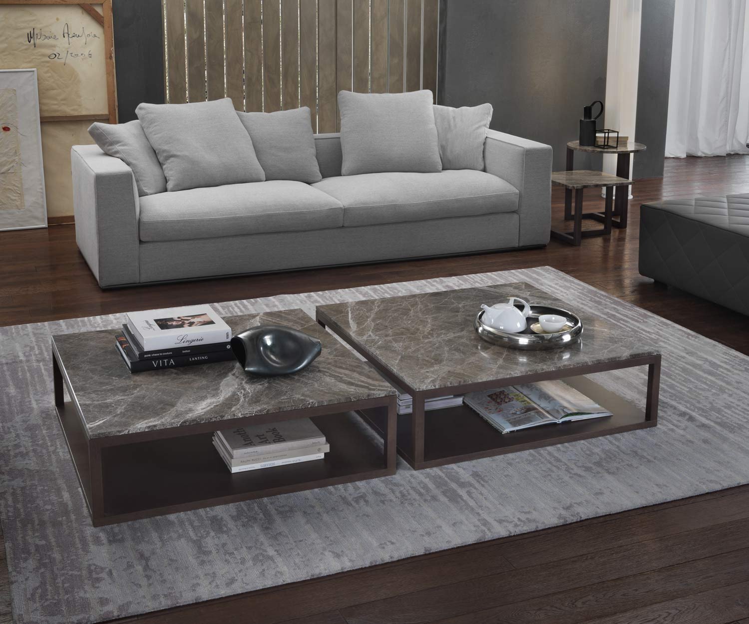 Brown Marelli Designer coffee table Stone in Perfetto marble