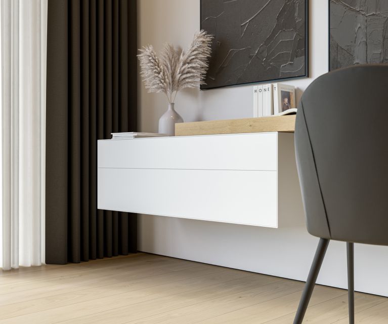 Design wall chest of drawers without handles