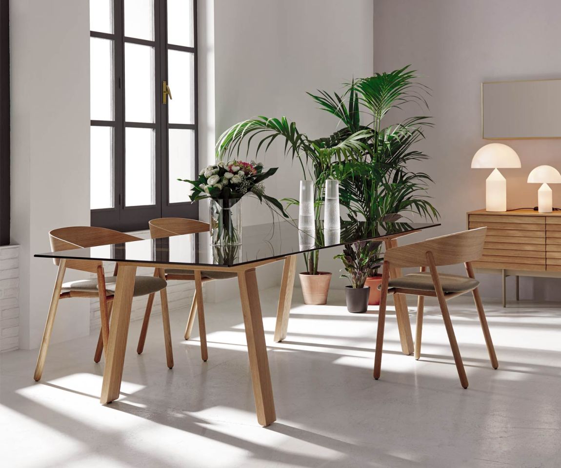 Solid wood design dining chair made of walnut