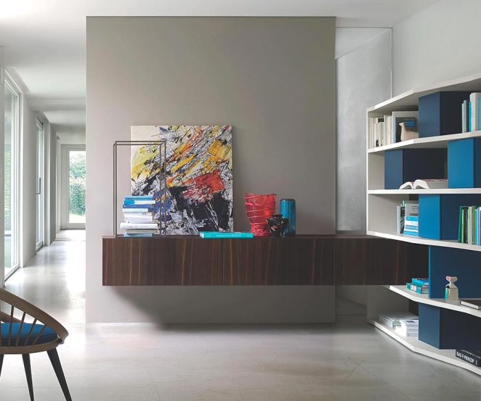 Wooden design lowboard hanging in brown oak