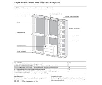 Novamobili Walk-in design wardrobe sketch dimensions drawing details