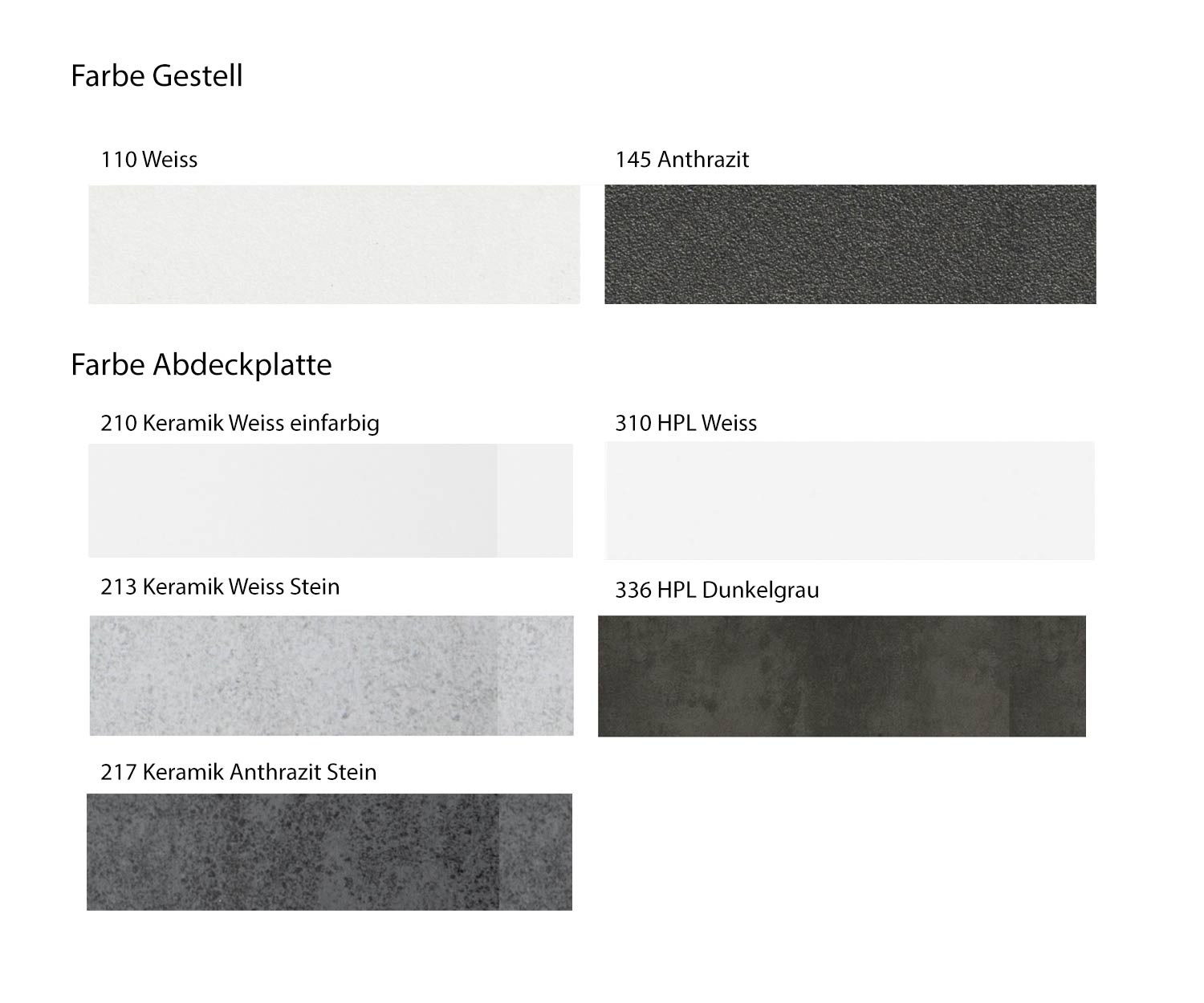 Condor Design bistro table Colours Colour samples Table top Frame Anthracite White