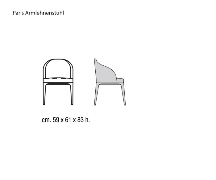 Marelli Paris Armchair Sketch Dimensions Sizes Sizes