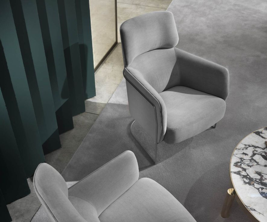 Comfortable Marelli Nest design armchair for relaxing in light grey