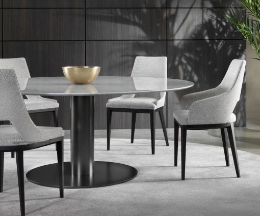 Elegant marble design dining table Marelli Break in dining room zone with four dining chairs