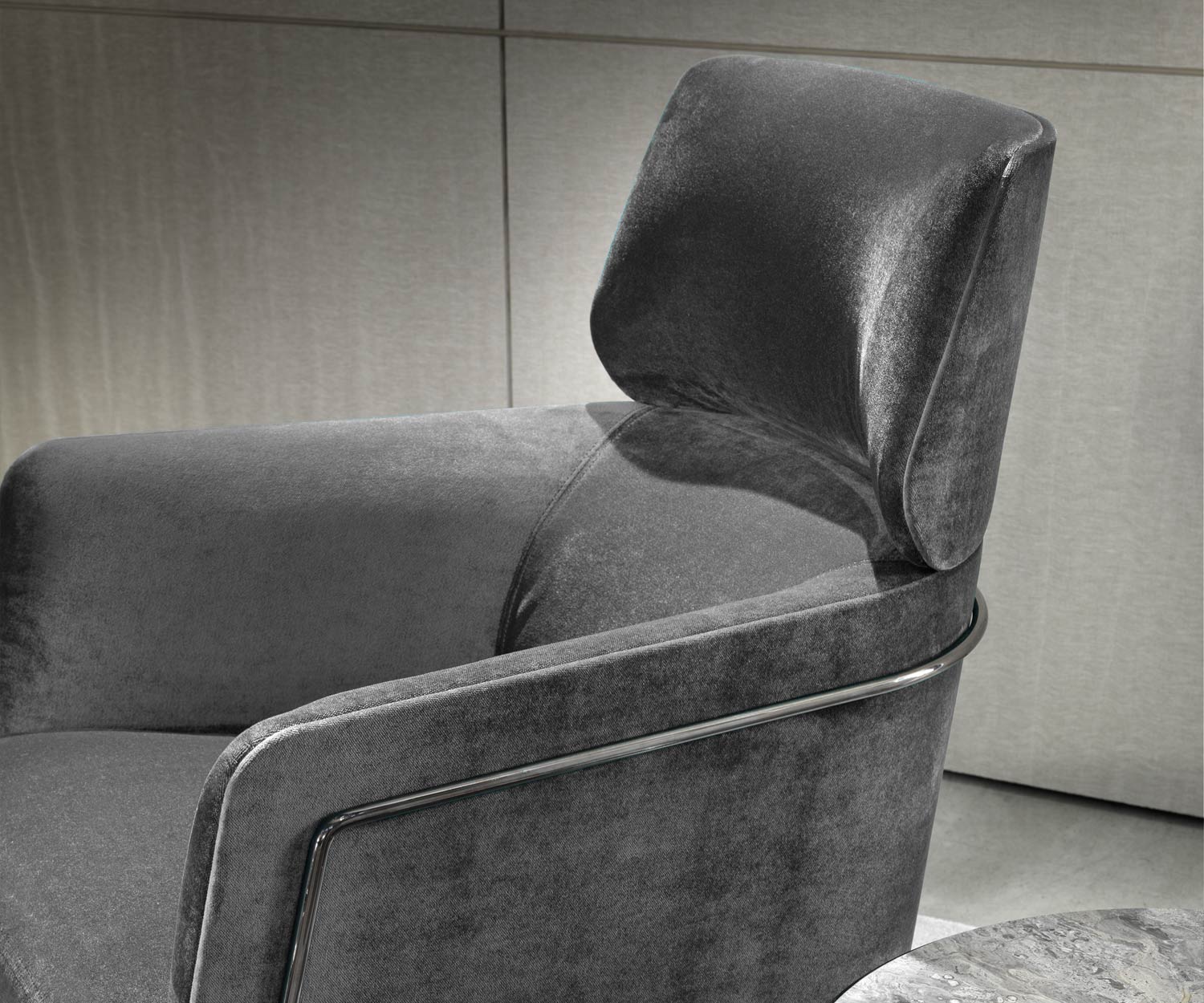 High-quality Nest armchair from Marelli in detail dark grey covers