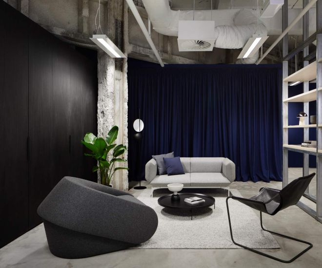 Modern Prostoria designer sleeper chair Up Lift in grey in Loft Studio