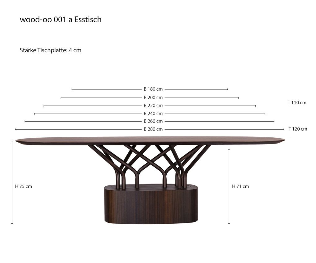Designer dining room table wood oo 001 from al2 Dimensions Sketch Sizes Sizes