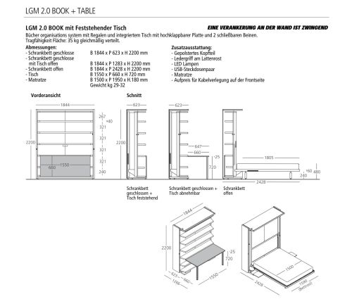 Design foldaway bed with desk