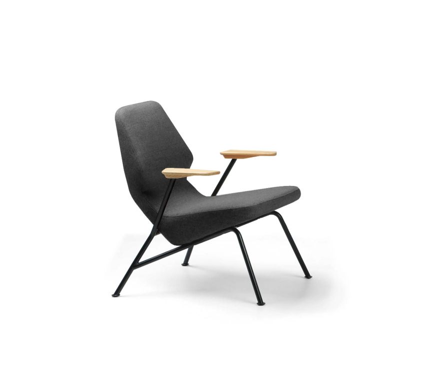 Exclusive Prostoria Design armchair Oblique metal frame armrest in black