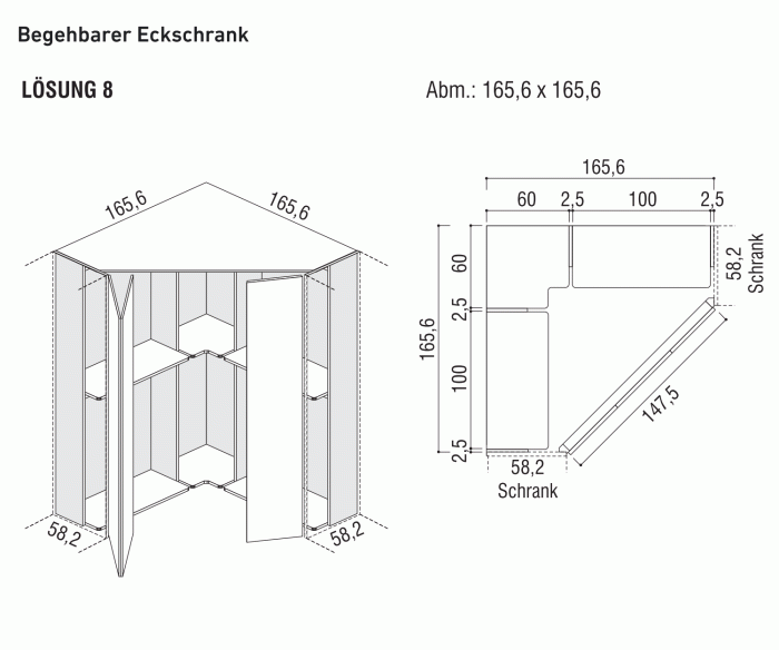 Walk-in corner unit Alfa YNCA 165x165 cm