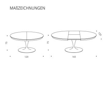 High-quality Eclipse dining table Dimensions sketch drawing