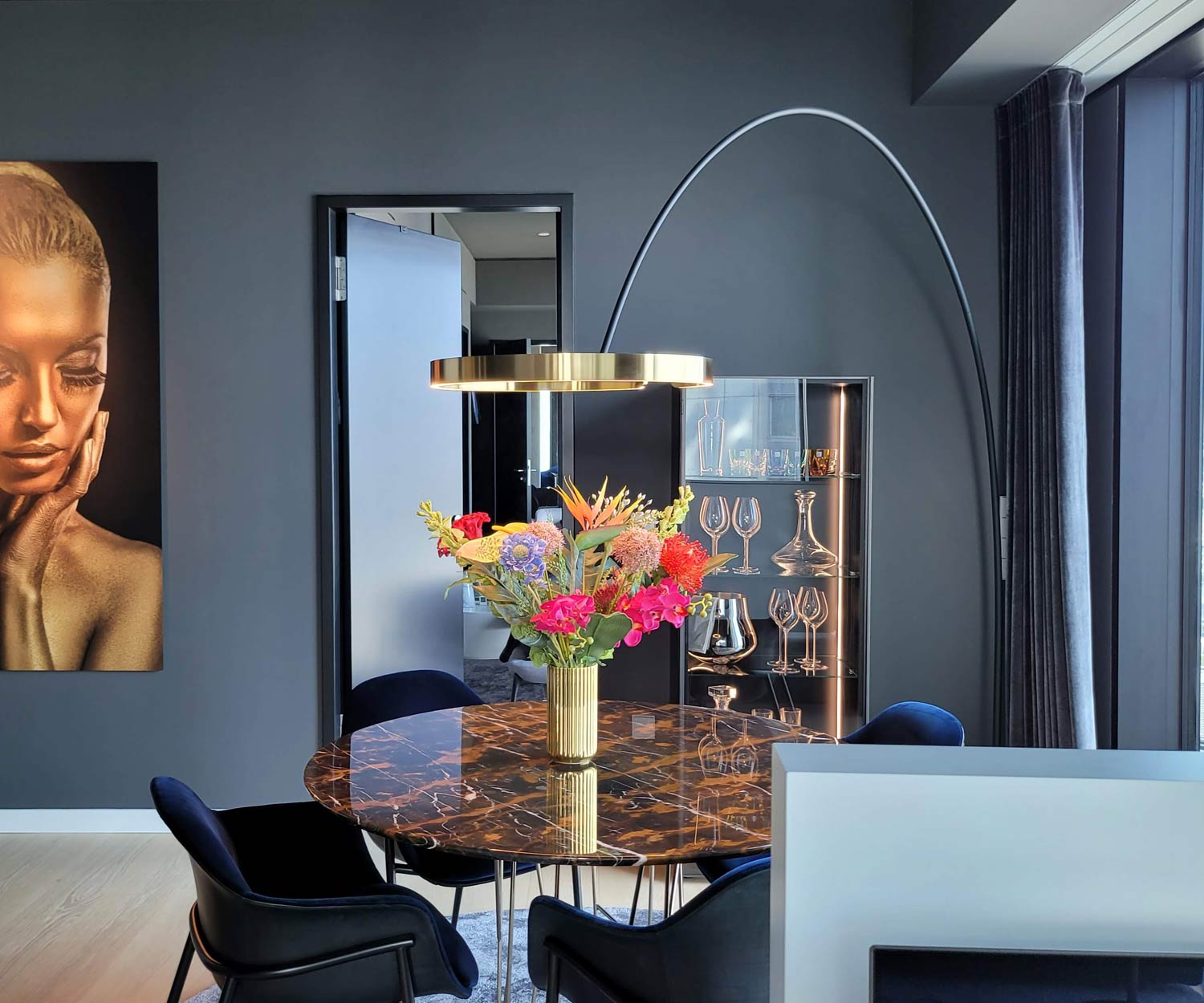 Design luxury glass cabinet with LED lighting