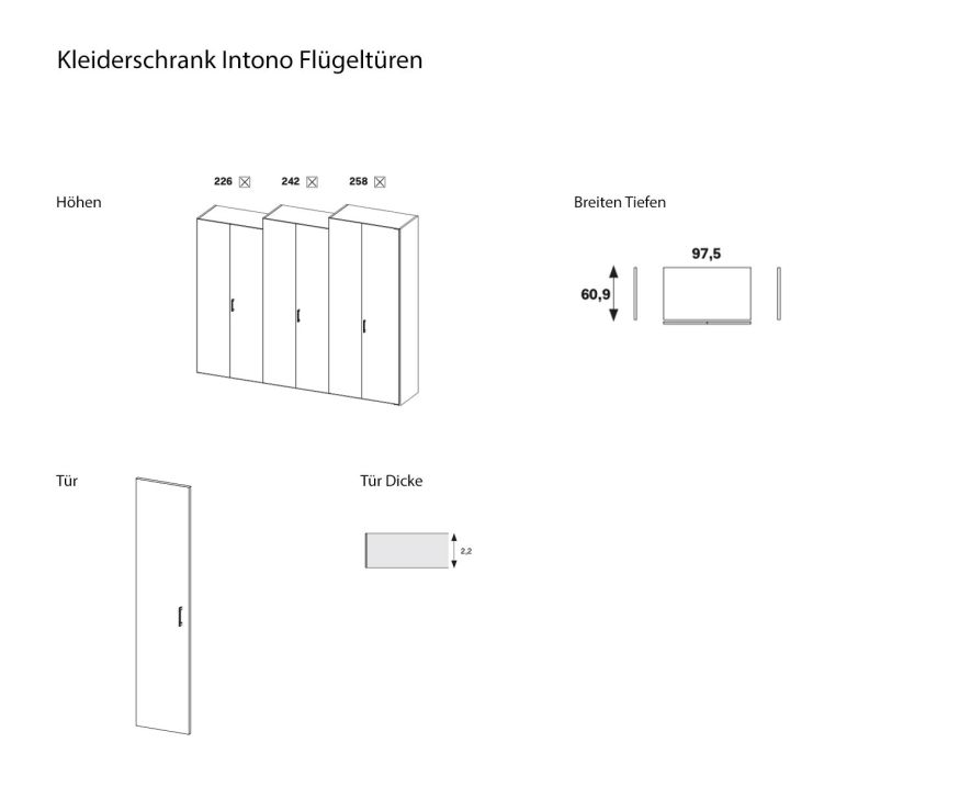 Wardrobe Intono sketch Dimensions Size Sizes