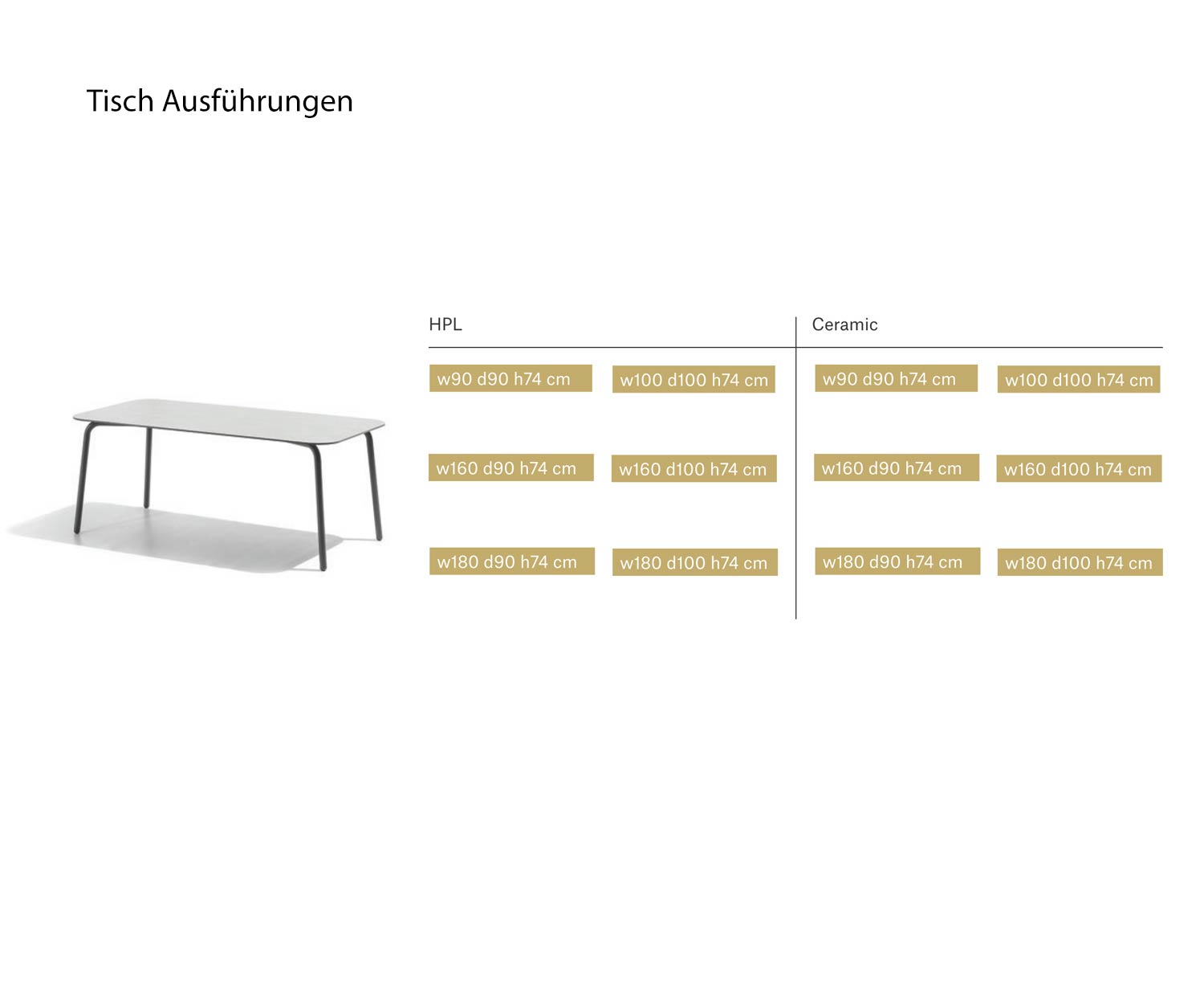 Design garden table in white dark grey anthracite Sizes Sizes Dimensions